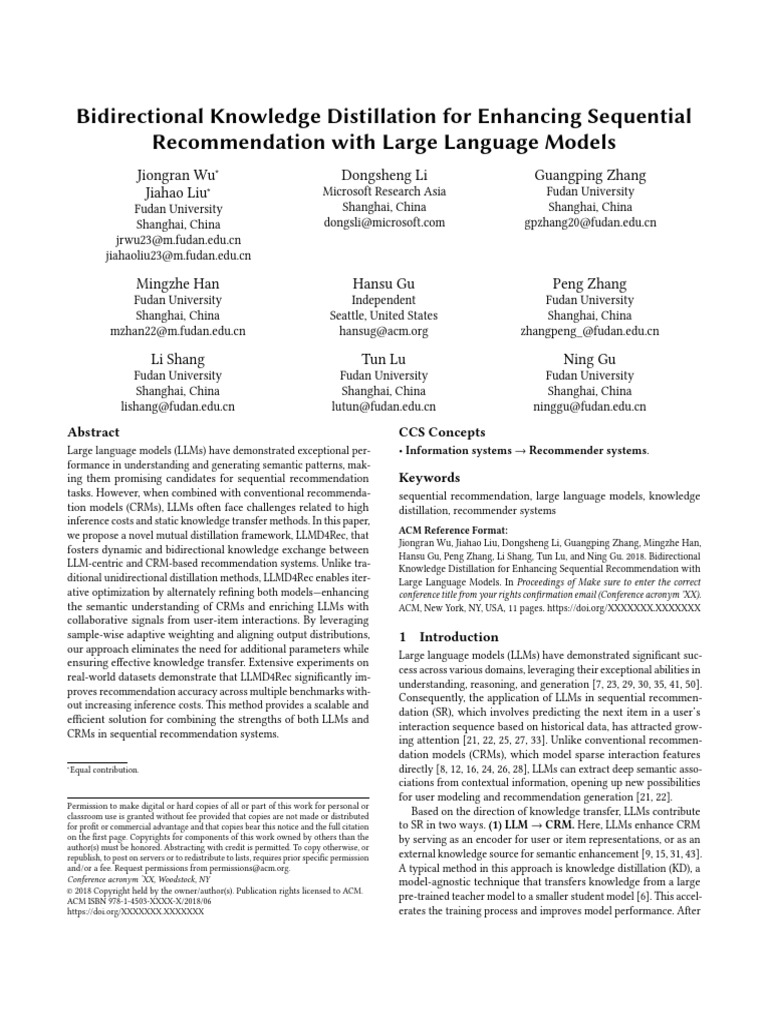 Bidirectional Knowledge Distillation for Recommendations | PDF ...