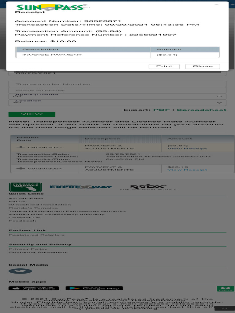 SunPass Account Activity Overview | PDF