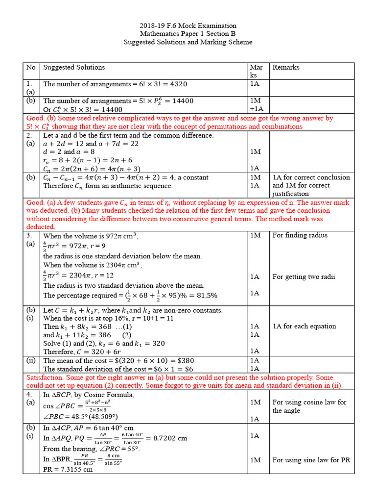 F.6 LSC Math Mock Exam 18-19 (Paper 1B) (ANS) | PDF | Geometry ...