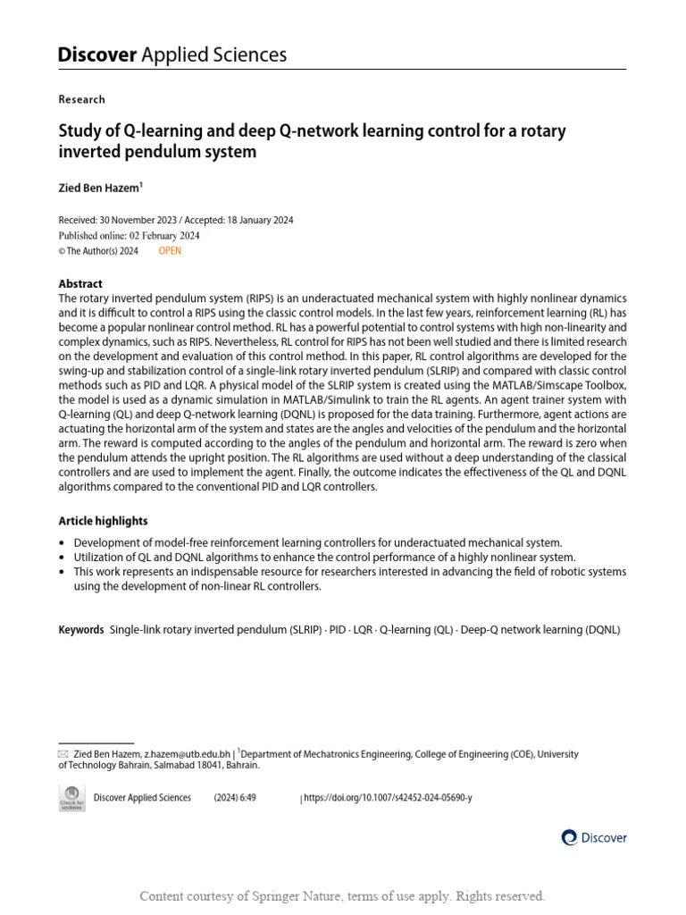 Study of Q-Learning and Deep Q-Network Learning Co | PDF | Control ...