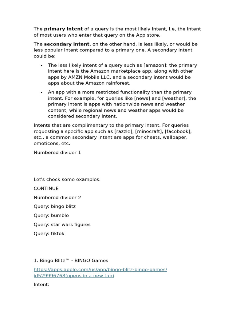 Understanding Primary and Secondary Intent | PDF | Mobile App ...