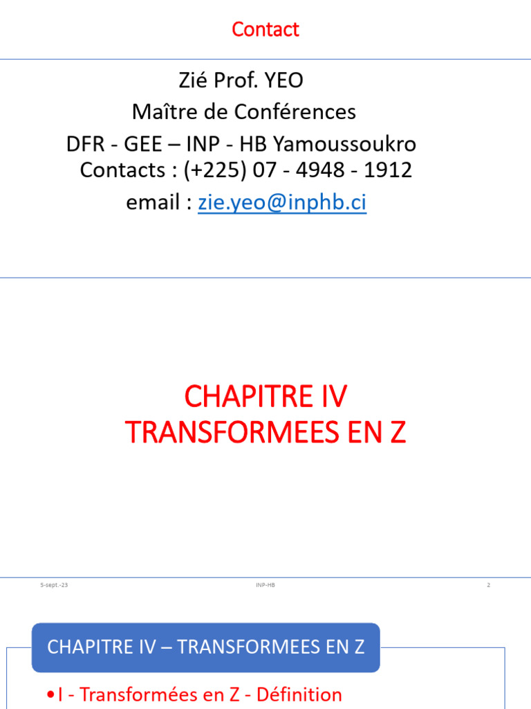 Transformées en Z : Définition et Applications | PDF | Séquence ...