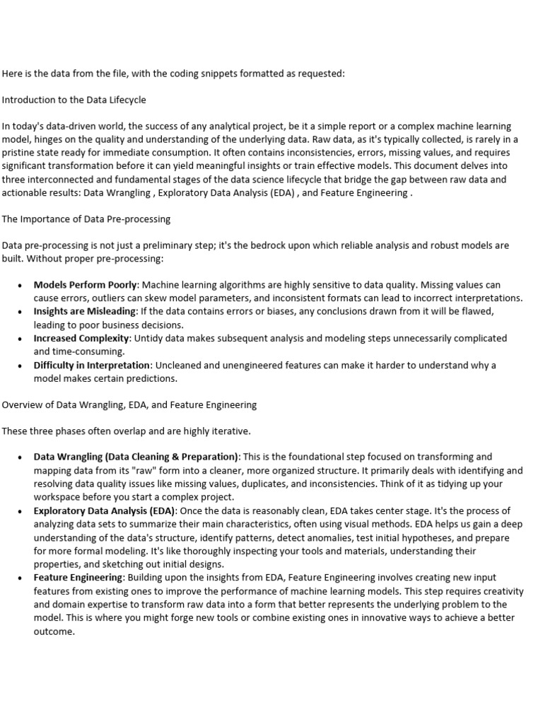 Data Wrangling and EDA Essentials | PDF | Data Analysis | Machine Learning