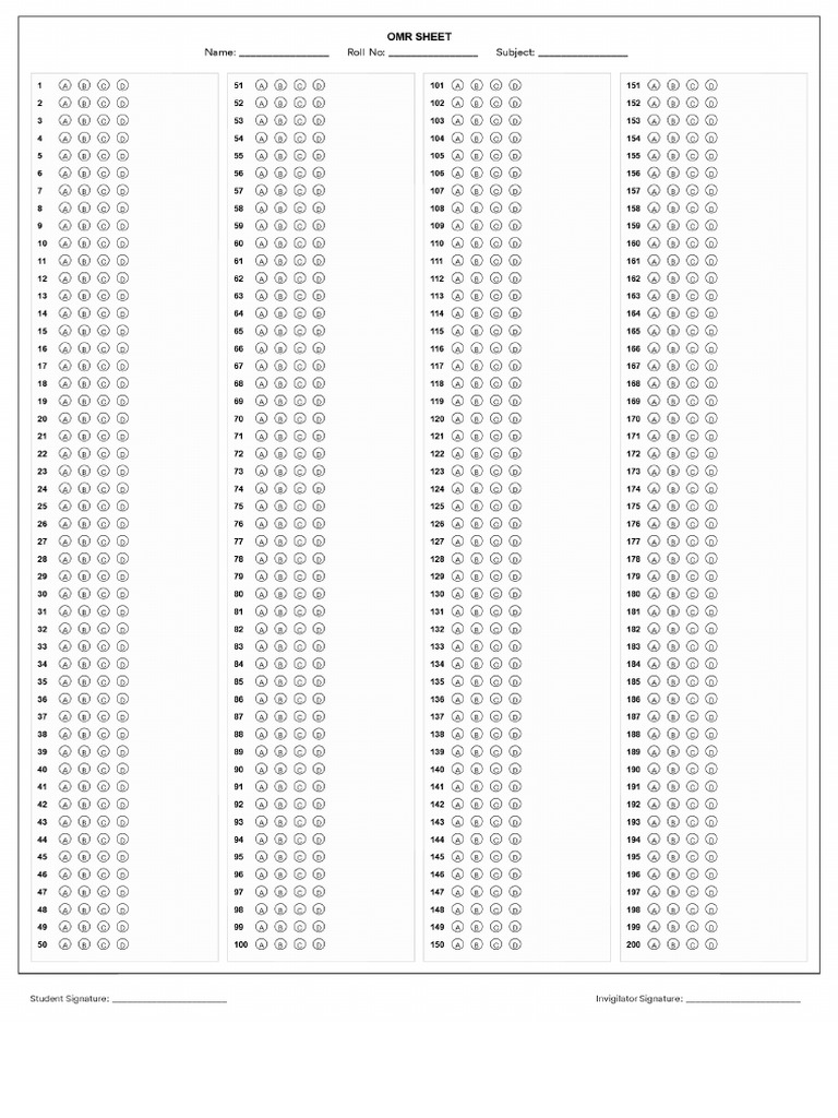 OMR Sheet | PDF