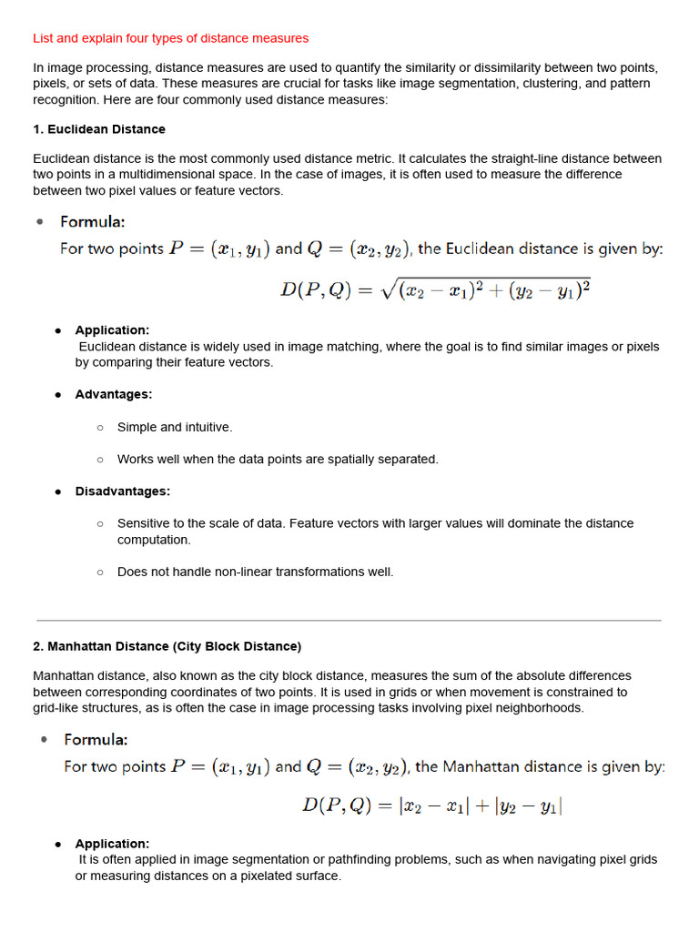 Four Key Distance Measures in Image Processing | PDF | Data Compression ...