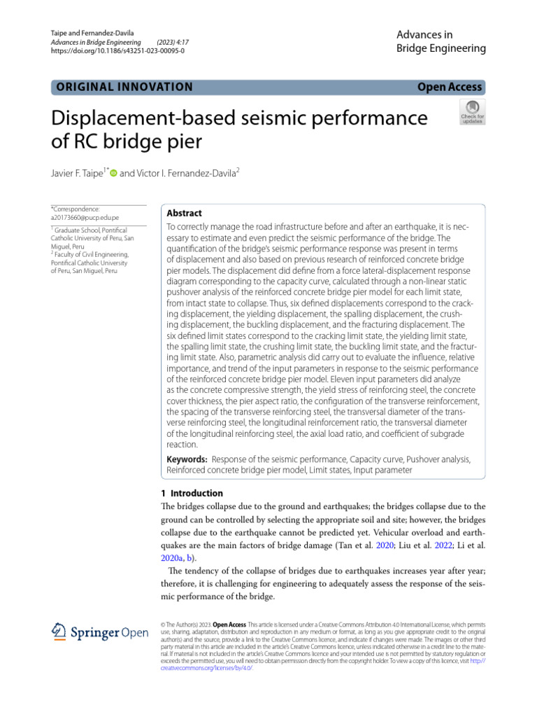 Seismic Performance of RC Bridge Piers | PDF | Linear Regression ...