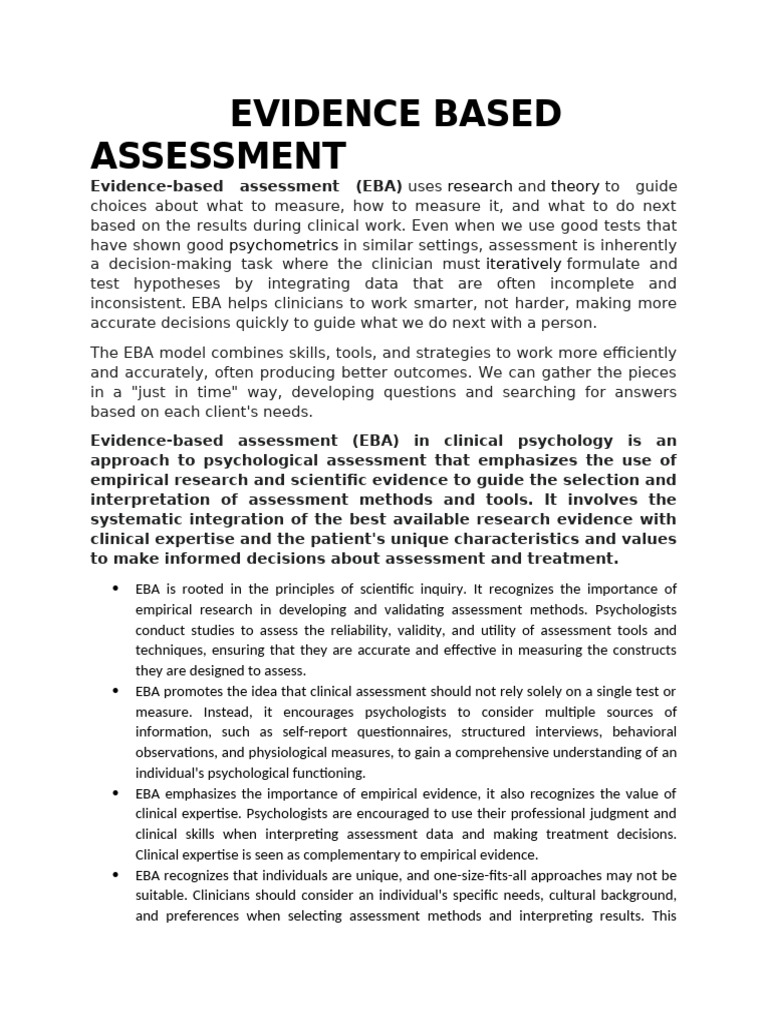 Evidence-Based Assessment in Psychology | PDF | Mental Disorder ...
