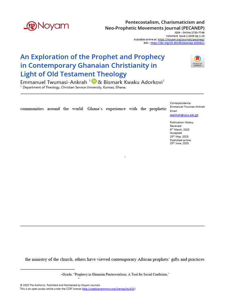 PROPHETANDPROPHECYINOTTHELOGYPECANEP20256111 | PDF | Prophecy | Prophet