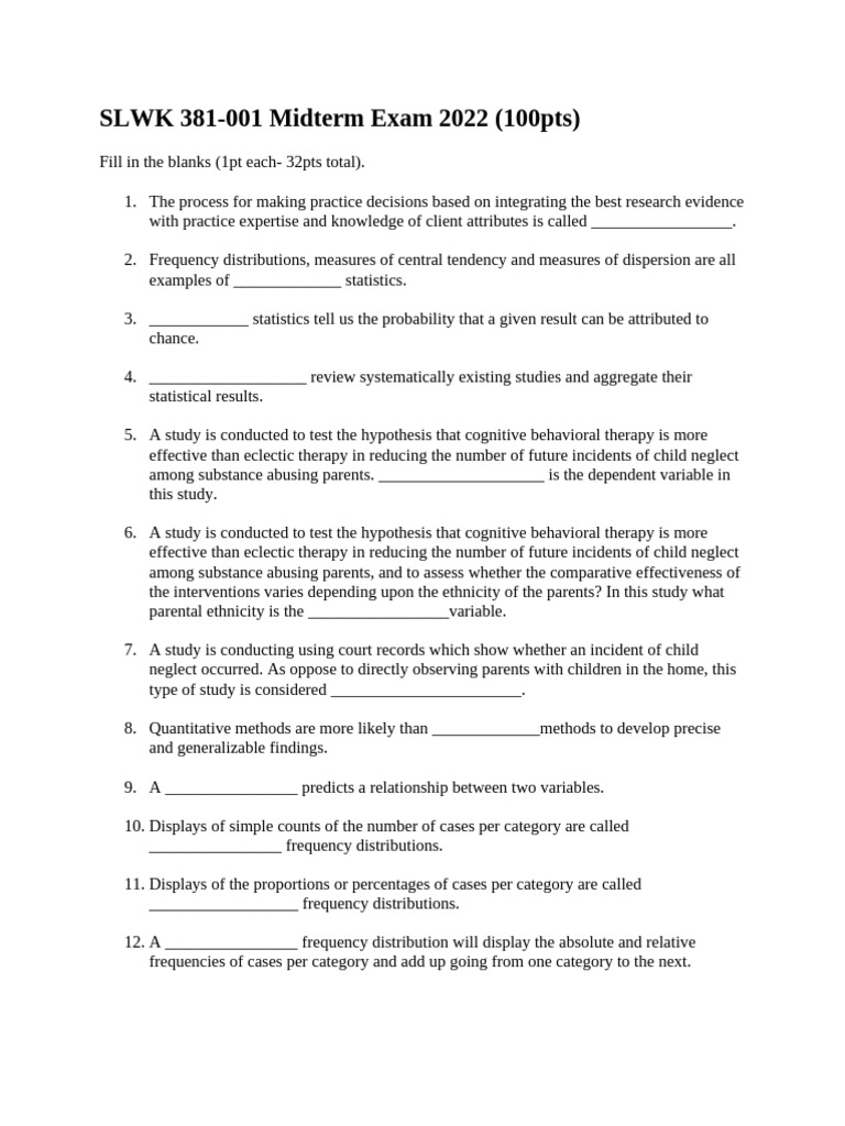 Midtern Exam_2022 | PDF | Statistics | Statistical Analysis