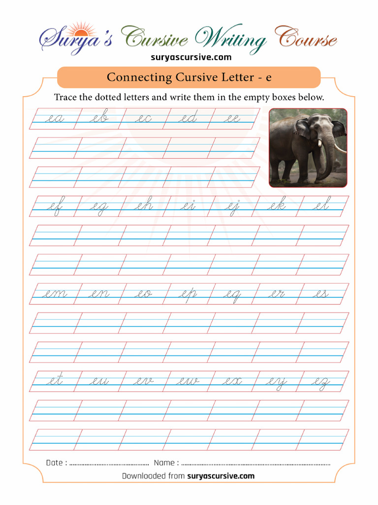 Connecting All Letters Small E | PDF