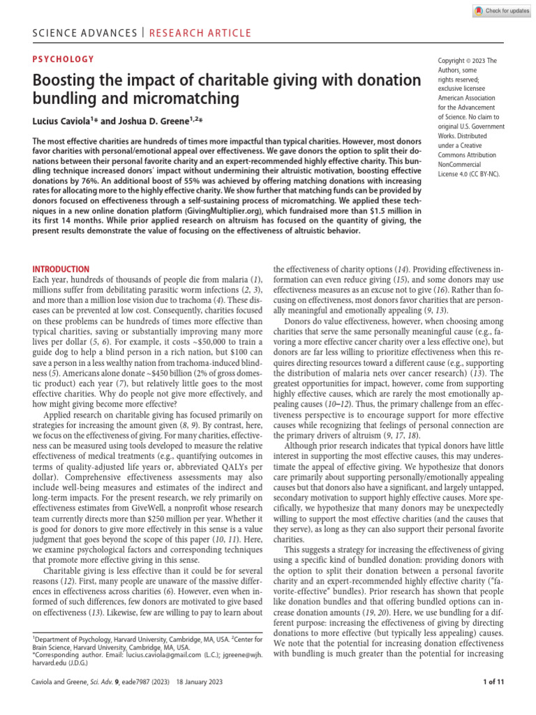 Boosting the Impact of Charitable Giving With Donationbundling and ...