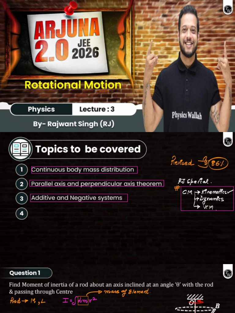 Rotational Motion 03 Class Notes - PW4FREE | PDF