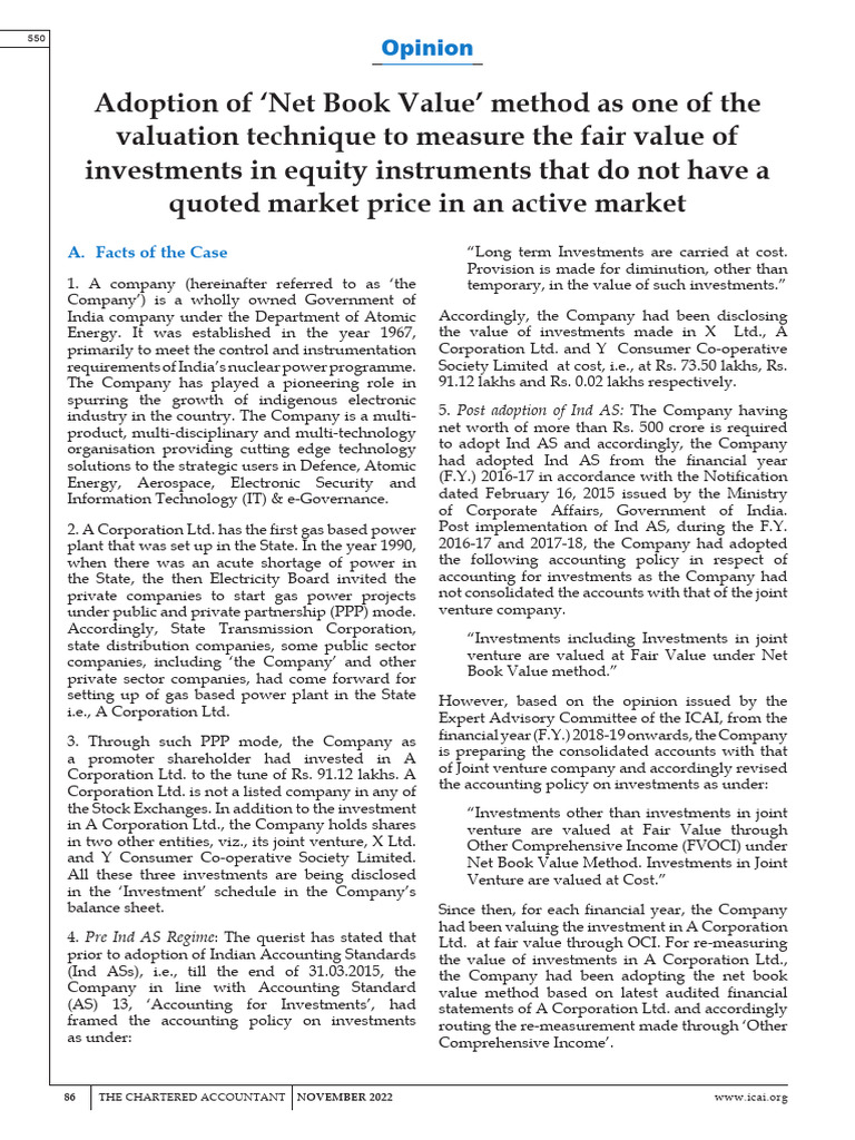 Adoption of Net Book Value' Method As One of The | PDF | Fair Value ...