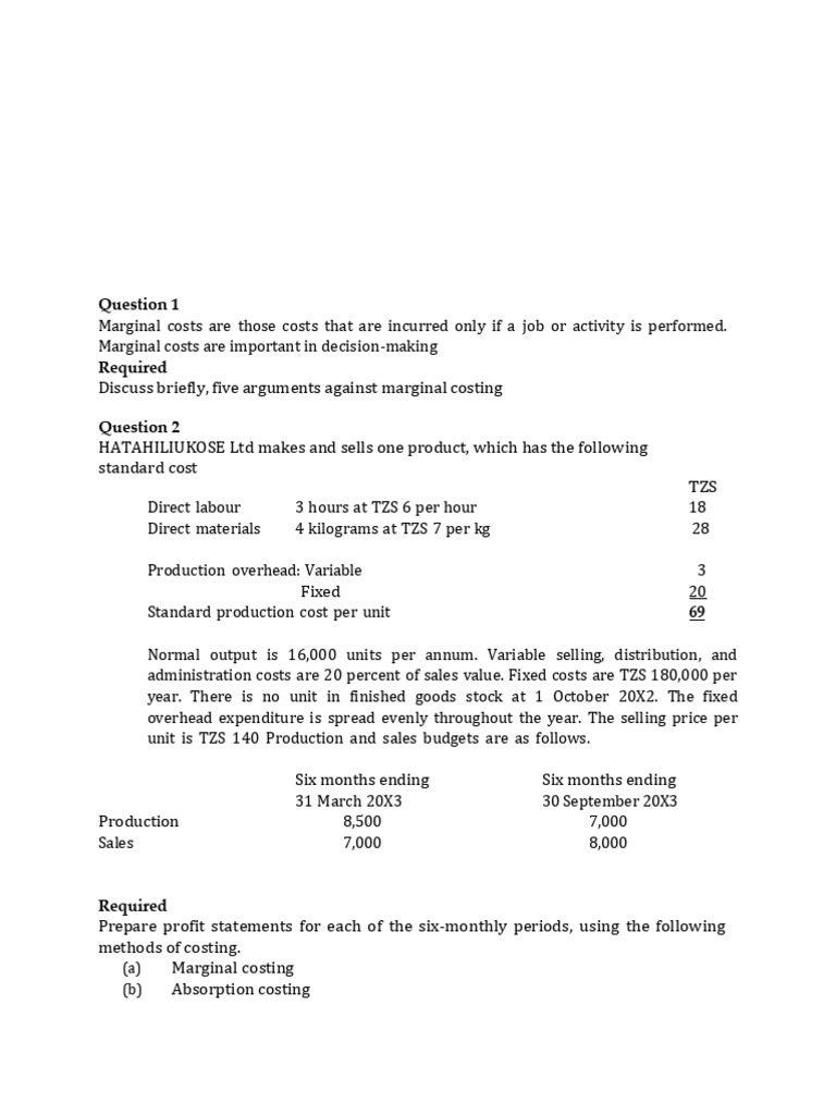 Management Accounting Costing Methods Analysis | PDF | Cost Of Goods ...