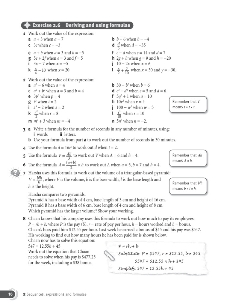 Expressions and Formulae Exercises | PDF | Volume | Length