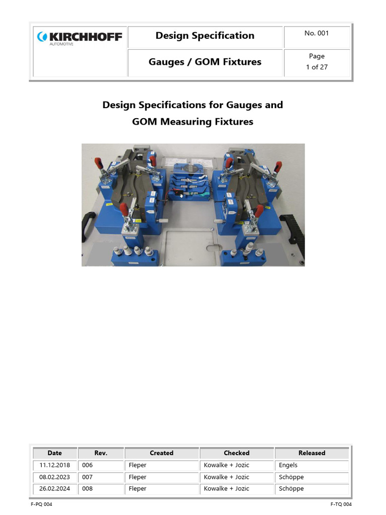 Design Specs for Gauges & GOM Fixtures | PDF | Engineering Tolerance ...