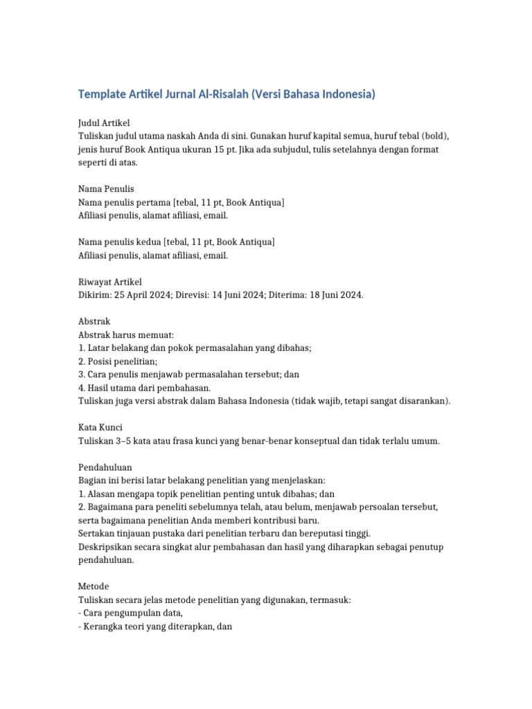 Template Artikel Jurnal Al-Risalah | PDF