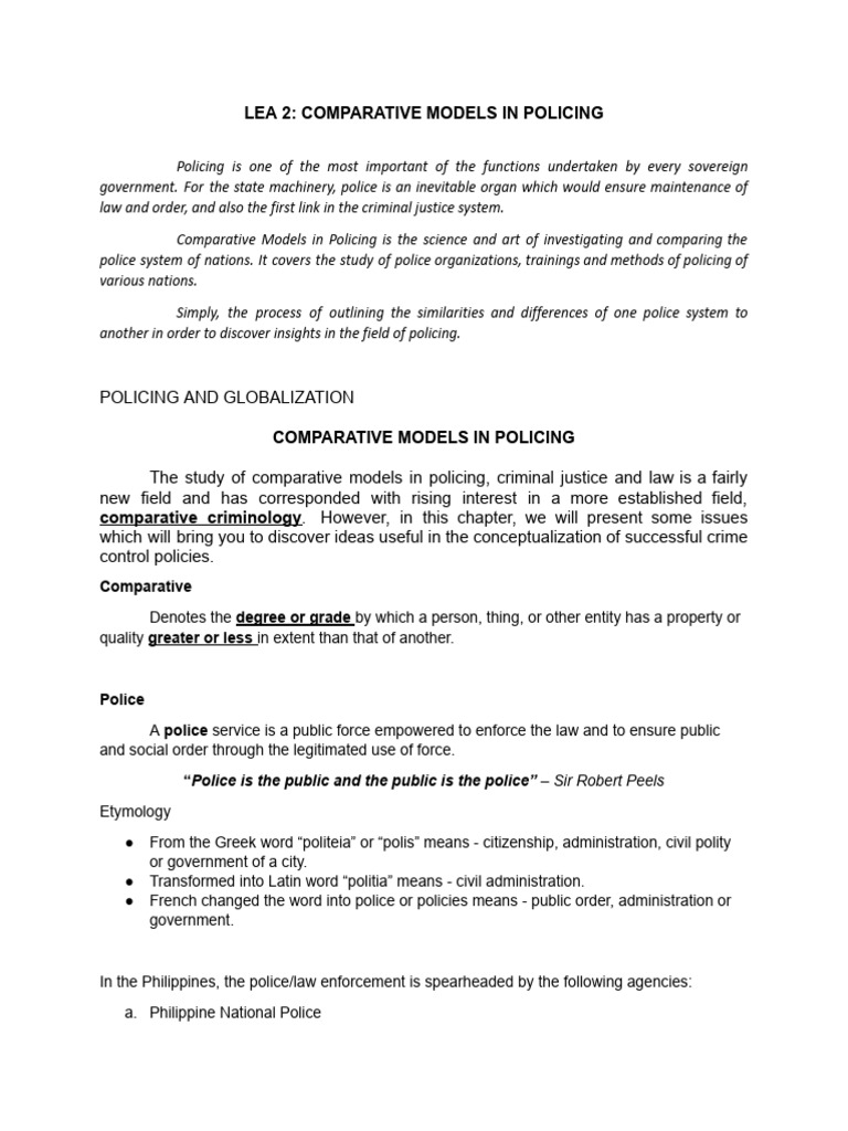 Comparative Policing Models Explained | PDF | Police | Human Rights