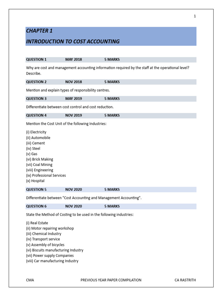 CA Inter Costing Additional Question Bank | PDF | Employment | Overtime