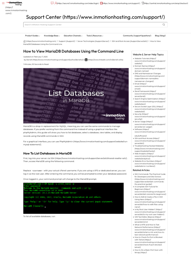 How To View Databases in MariaDB | PDF | Secure Shell | Databases