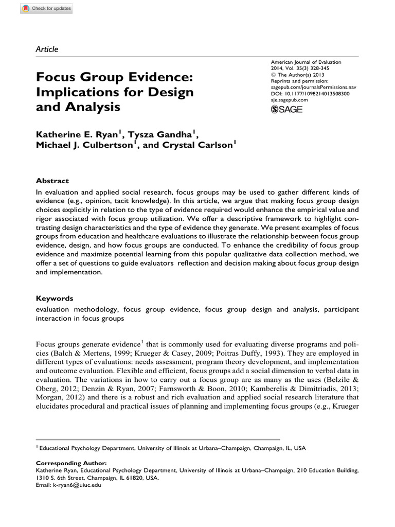 Focus Group Design for Effective Evidence | PDF | Focus Group | Evaluation