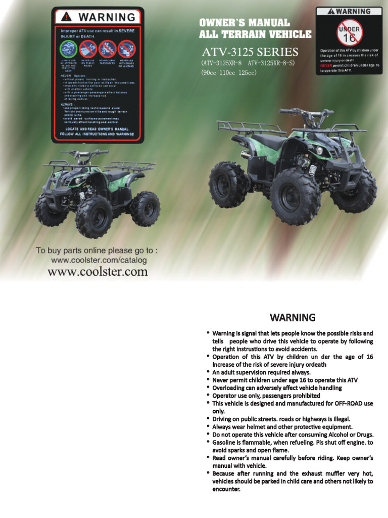 ATV Safety Guidelines and Operation Manual | PDF | Throttle | Brake