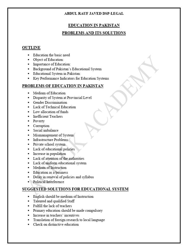 Education Challenges and Solutions in Pakistan | PDF | Teachers | Pakistan
