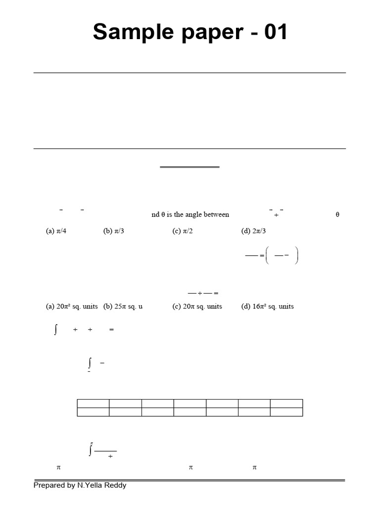 Maths Class Xii Sample Paper Test 01 For Board Exam 2024 | PDF | Matrix ...