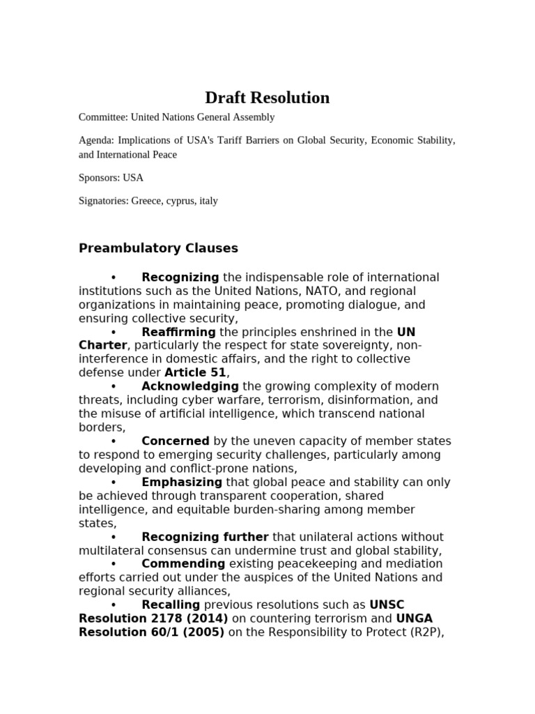 UN Resolution on US Tariff Impact | PDF | United Nations ...