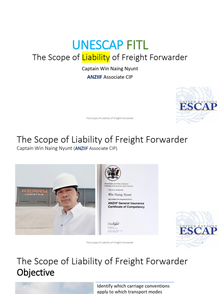UNESCAP FITL Carrier's Liability Relating To Goods (Capt Win Naing ...