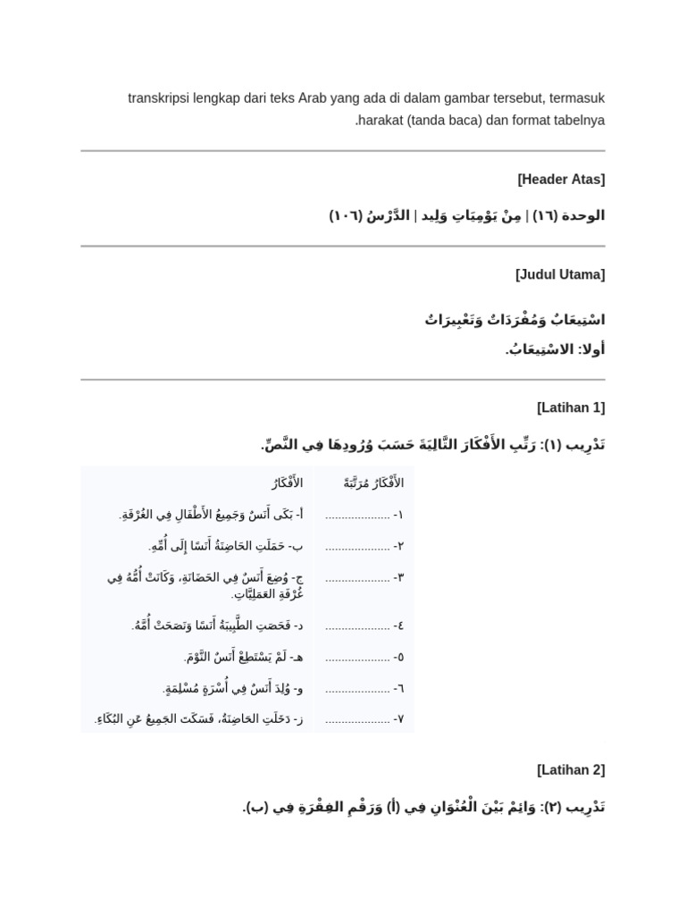 Transkripsi Lengkap Dari Teks Arab Yang Ada Di Dalam Gambar Tersebut | PDF