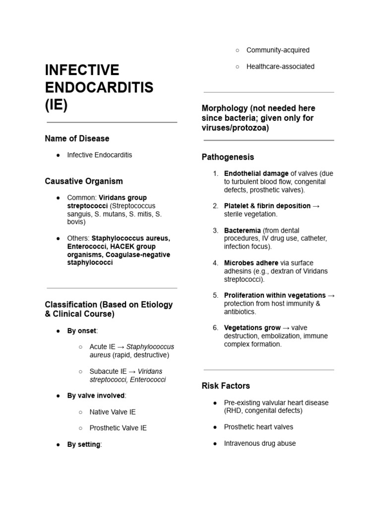 Infective Endocarditis Overview and Diagnosis | PDF | Hiv | Streptococcus