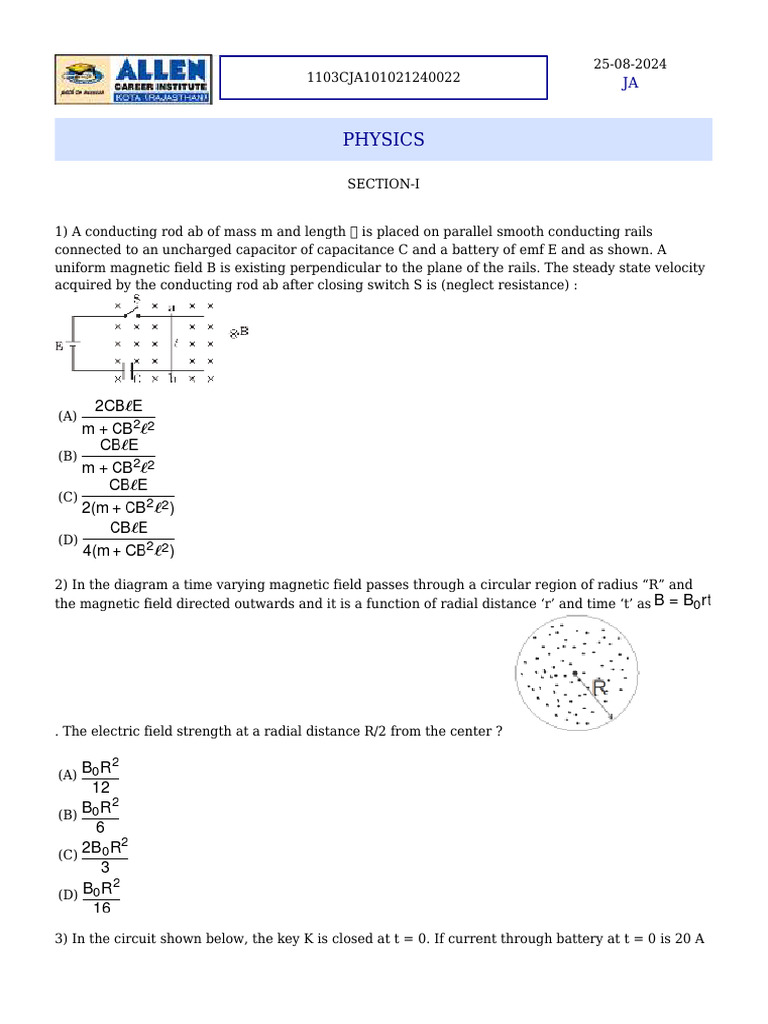 Physics Problem Set on Electromagnetism and Circuits | PDF | Inductor ...