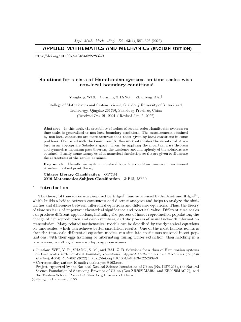 Hamiltonian Systems on Time Scales | PDF | Calculus Of Variations ...