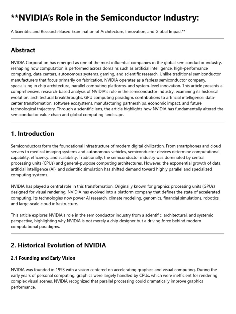 NVIDIA's Impact on Semiconductor Innovation | PDF | Graphics Processing ...