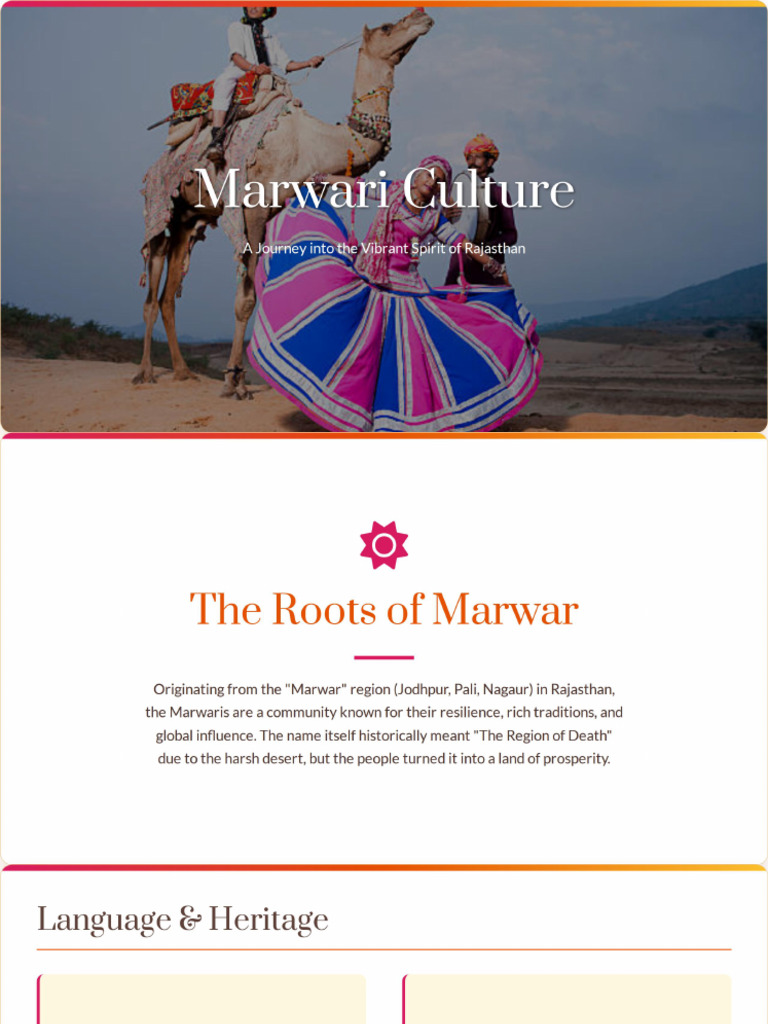 Marwari Culture Presentation | PDF