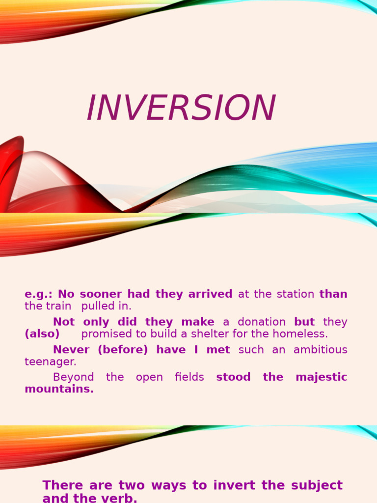 Inversion in English Grammar Explained | PDF | Subject (Grammar) | Verb