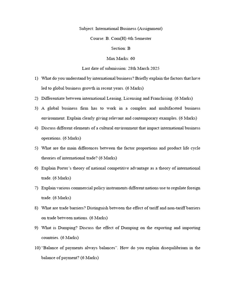 IB Assignment (1) | PDF