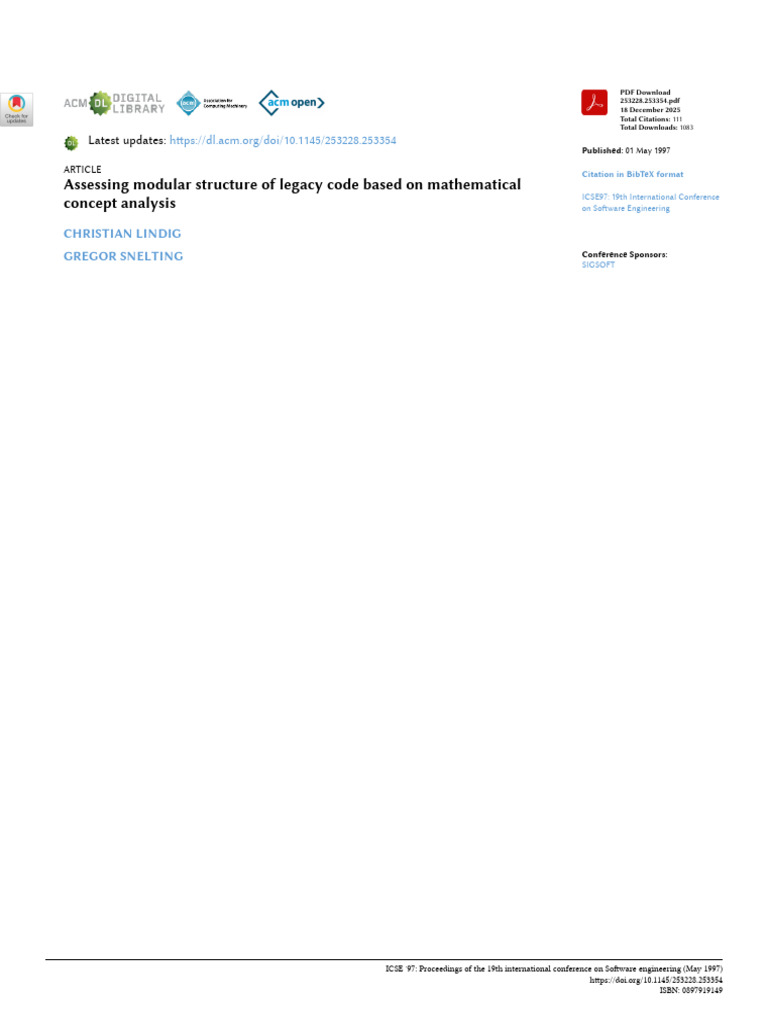 Modularizing Legacy Code with Concept Analysis | PDF | Modular ...