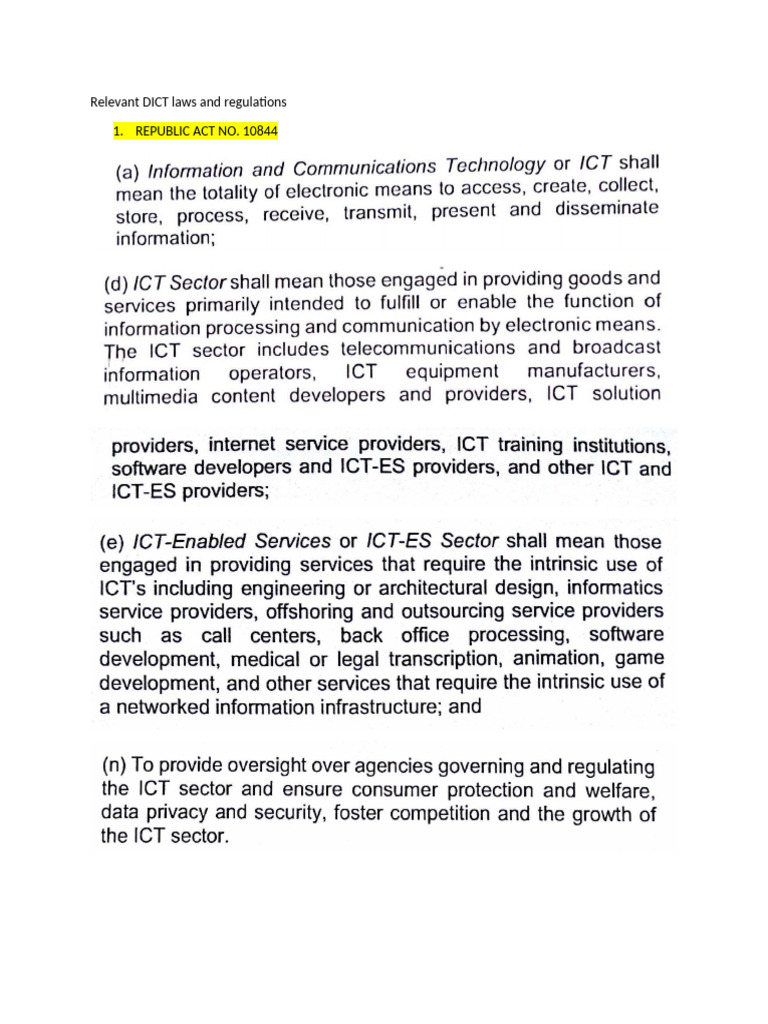 DICT Laws | PDF