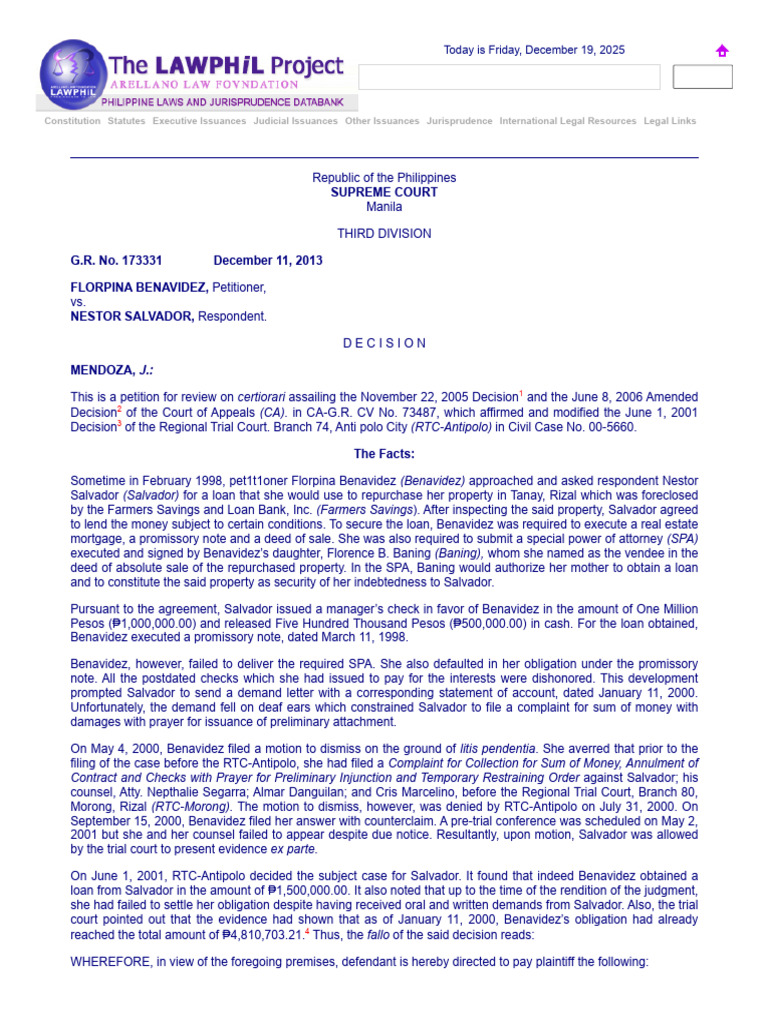Supreme Court Ruling on Loan Dispute | PDF | Lease | Lawsuit