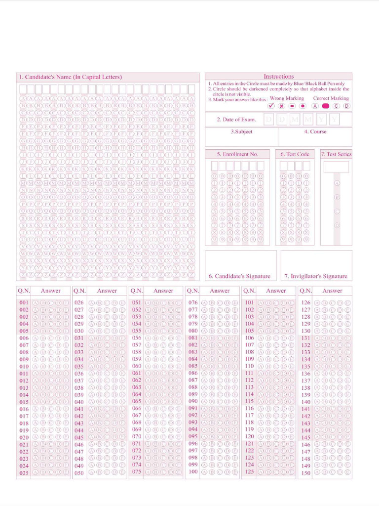 OMR Sheet | PDF