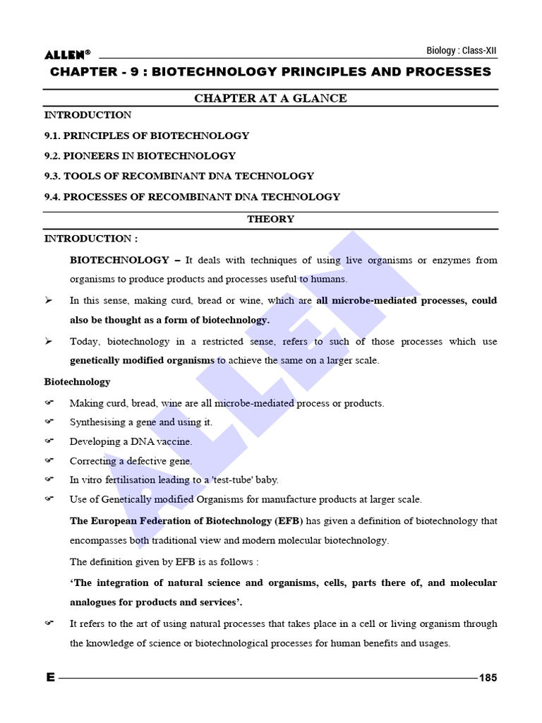 Biotechnology Principles and Processes | PDF | Molecular Cloning | Plasmid