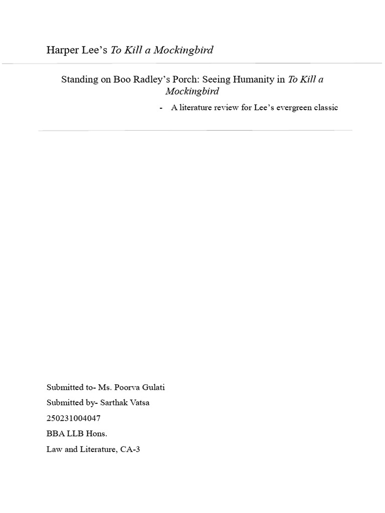 Exploring Humanity in To Kill a Mockingbird | PDF | To Kill A Mockingbird