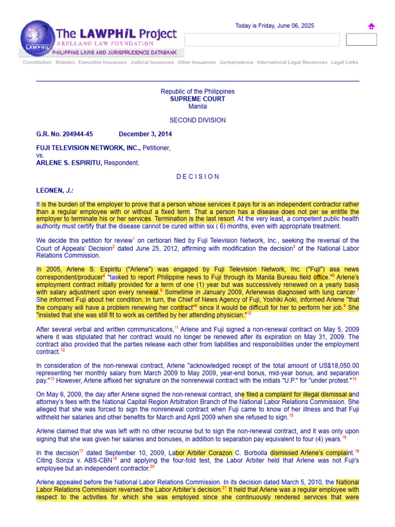 Supreme Court Ruling on Employment Status | PDF | Employment | Certiorari
