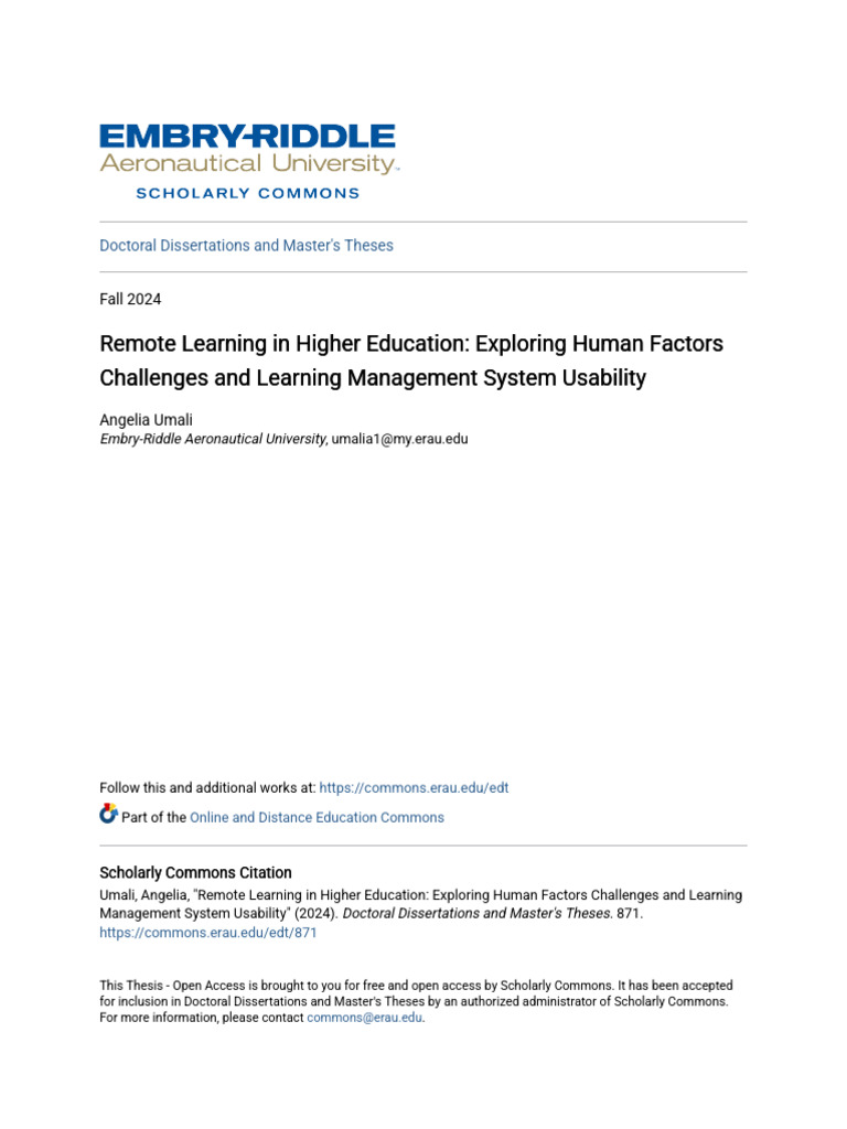 Remote Learning in Higher Education - Exploring Human Factors Chal ...