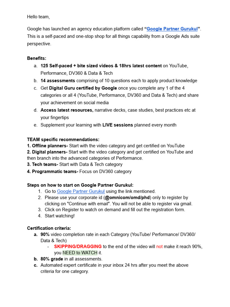 Google Partner Gurukul - Getting Started | PDF