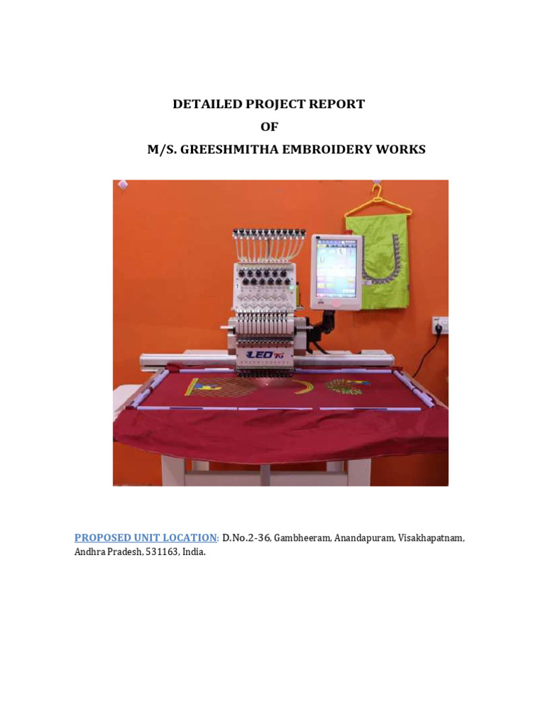 Greeshmitha Embroidery Works Project Report | PDF | Depreciation ...