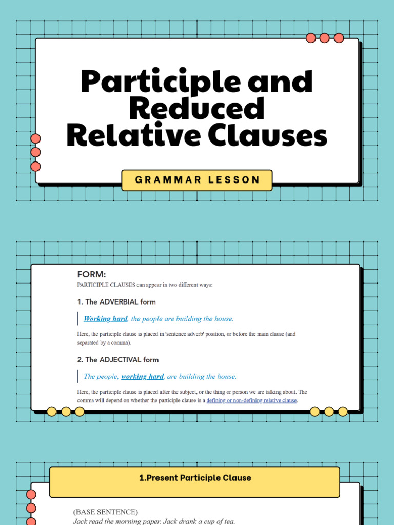 Participle and Reduced Relative Clauses | PDF
