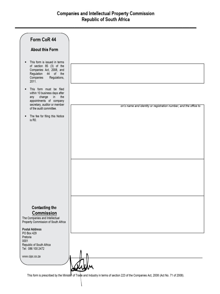 Notice of Auditor/Secretary Change Form | PDF | Audit Committee